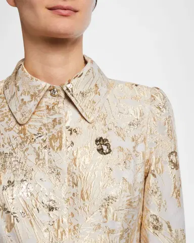 Rickie Freeman for Teri Jon Metallic Brocade Shirtdress Gown | Thumbnail 5 Rickie Freeman for Teri Jon Metallic Brocade Shirtdress Gown | Thumbnail 5
