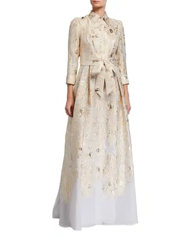 Rickie Freeman for Teri Jon Metallic Brocade Shirtdress Gown | Thumbnail 1 Rickie Freeman for Teri Jon Metallic Brocade Shirtdress Gown | Thumbnail 1