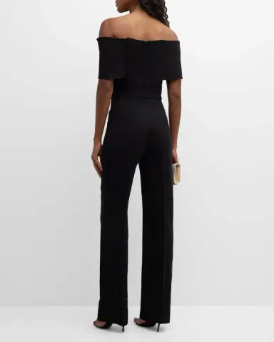 Lela Rose Off-the-Shoulder Crepe Jumpsuit | Thumbnail 3 Lela Rose Off-the-Shoulder Crepe Jumpsuit | Thumbnail 3