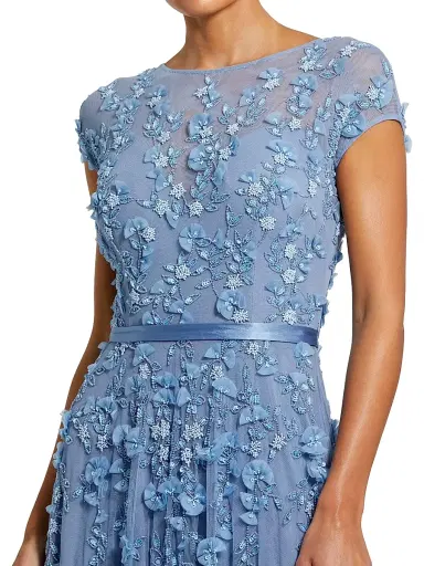 Mac Duggal Women's Evening Floral-Embroidered Mesh Gown - Sky Blue - Size 18 | Thumbnail 3 Mac Duggal Women's Evening Floral-Embroidered Mesh Gown - Sky Blue - Size 18 | Thumbnail 3