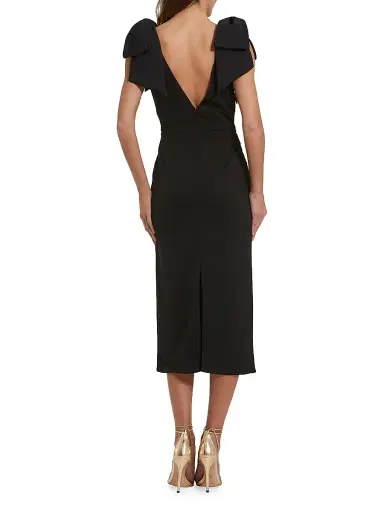 Mac Duggal Women's Crêpe Bow Shoulder Midi-Dress - Black - Size 16 | Thumbnail 2 Mac Duggal Women's Crêpe Bow Shoulder Midi-Dress - Black - Size 16 | Thumbnail 2