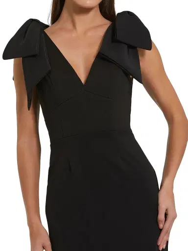 Mac Duggal Women's Crêpe Bow Shoulder Midi-Dress - Black - Size 16 | Thumbnail 3 Mac Duggal Women's Crêpe Bow Shoulder Midi-Dress - Black - Size 16 | Thumbnail 3