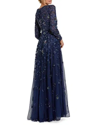 Mac Duggal Women's Floral A-Line Gown - Navy - Size 22 | Thumbnail 2 Mac Duggal Women's Floral A-Line Gown - Navy - Size 22 | Thumbnail 2