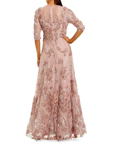 Mac Duggal Women's Embellished Appliquéd Lace Gown - Mocha | Thumbnail 2 Mac Duggal Women's Embellished Appliquéd Lace Gown - Mocha | Thumbnail 2