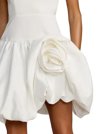 Mac Duggal Women's Satin Rosette-Detail Bubble-Hem Cocktail Dress - Ivory - Size 10 | Thumbnail 3 Mac Duggal Women's Satin Rosette-Detail Bubble-Hem Cocktail Dress - Ivory - Size 10 | Thumbnail 3