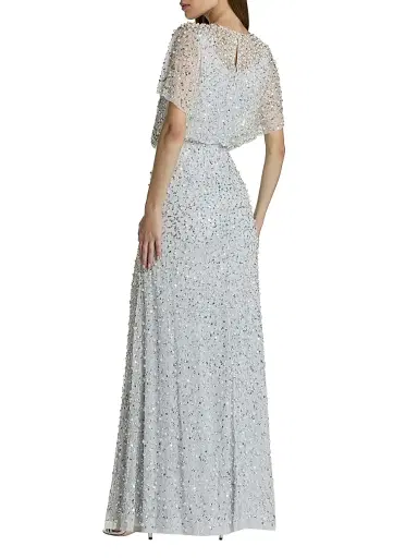 Mac Duggal Women's Beaded Sequin Shawl Gown - Powder Blue - Size 20 | Thumbnail 2 Mac Duggal Women's Beaded Sequin Shawl Gown - Powder Blue - Size 20 | Thumbnail 2
