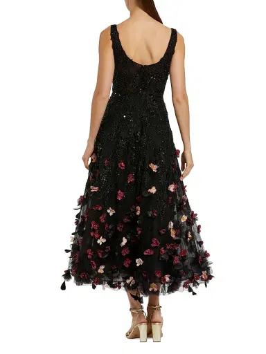 Mac Duggal Women's Sequined Floral Appliqué Cocktail Dress - Black Multi - Size 14 | Thumbnail 2 Mac Duggal Women's Sequined Floral Appliqué Cocktail Dress - Black Multi - Size 14 | Thumbnail 2