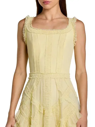 Mac Duggal Women's Mesh Ruffled Scoopneck Midi-Dress - Buttercup - Size 16 | Thumbnail 3 Mac Duggal Women's Mesh Ruffled Scoopneck Midi-Dress - Buttercup - Size 16 | Thumbnail 3