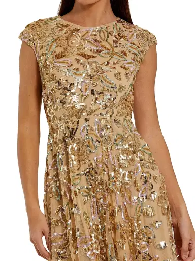Mac Duggal Women's Evening Sequined Cap-Sleeve A-Line Gown - Gold Multi - Size 16 | Thumbnail 3 Mac Duggal Women's Evening Sequined Cap-Sleeve A-Line Gown - Gold Multi - Size 16 | Thumbnail 3