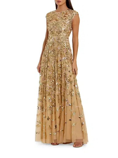 Mac Duggal Women's Evening Sequined Cap-Sleeve A-Line Gown - Gold Multi - Size 16 | Thumbnail 1 Mac Duggal Women's Evening Sequined Cap-Sleeve A-Line Gown - Gold Multi - Size 16 | Thumbnail 1