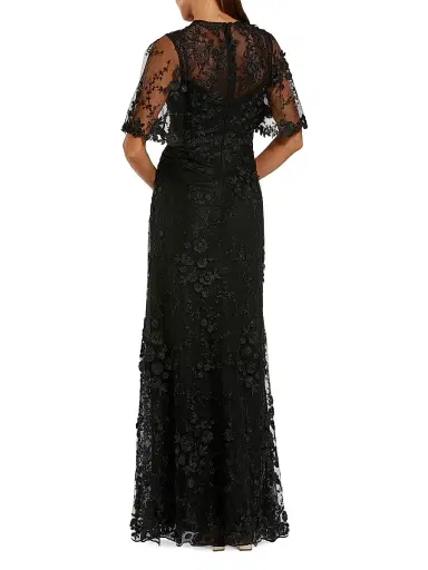 Mac Duggal Women's Embellished Lace Flutter-Sleeve Gown - Black - Size 20 | Thumbnail 2 Mac Duggal Women's Embellished Lace Flutter-Sleeve Gown - Black - Size 20 | Thumbnail 2