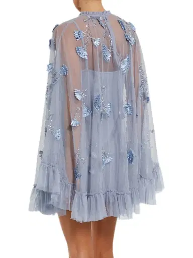 Mac Duggal Women's Mac Embellished Mesh A-Line Minidress - Powder Blue | Thumbnail 3 Mac Duggal Women's Mac Embellished Mesh A-Line Minidress - Powder Blue | Thumbnail 3