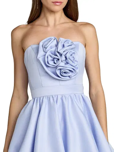Mac Duggal Women's 3D Flower Strapless Bubble Hem Minidress - Powder Blue - Size 12 | Thumbnail 3 Mac Duggal Women's 3D Flower Strapless Bubble Hem Minidress - Powder Blue - Size 12 | Thumbnail 3