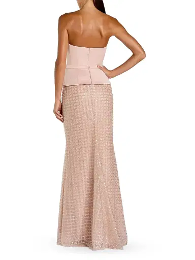 Mac Duggal Women's Sequined Satin Column Gown - Blush - Size 12 | Thumbnail 2 Mac Duggal Women's Sequined Satin Column Gown - Blush - Size 12 | Thumbnail 2