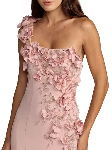 Mac Duggal Women's Embellished Crepe One-Shoulder Mermaid Gown - Mauve - Size 12 | Thumbnail 3 Mac Duggal Women's Embellished Crepe One-Shoulder Mermaid Gown - Mauve - Size 12 | Thumbnail 3