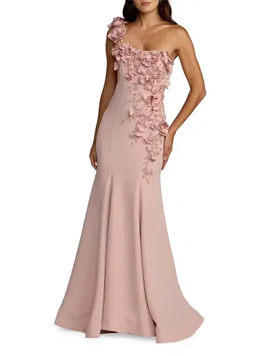Mac Duggal Women's Embellished Crepe One-Shoulder Mermaid Gown - Mauve - Size 12 | Thumbnail 1 Mac Duggal Women's Embellished Crepe One-Shoulder Mermaid Gown - Mauve - Size 12 | Thumbnail 1