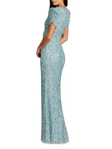 Mac Duggal Women's Beaded Short-Sleeve Gown - Powder Blue | Thumbnail 2 Mac Duggal Women's Beaded Short-Sleeve Gown - Powder Blue | Thumbnail 2