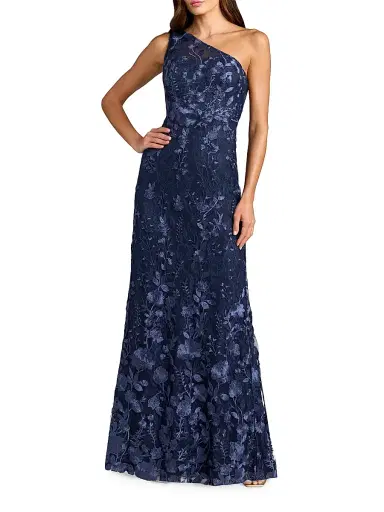 Mac Duggal Women's One-Shoulder Floral Embroidered Gown - Midnight Multi - Size 16 | Thumbnail 1 Mac Duggal Women's One-Shoulder Floral Embroidered Gown - Midnight Multi - Size 16 | Thumbnail 1