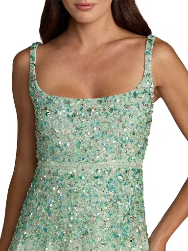 Mac Duggal Women's Beaded Mesh Midi-Dress - Seafoam Multi - Size 14 | Thumbnail 3 Mac Duggal Women's Beaded Mesh Midi-Dress - Seafoam Multi - Size 14 | Thumbnail 3