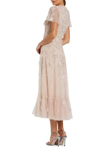 Mac Duggal Women's Sequined Floral Tulle Midi-Dress - Blush - Size 20 | Thumbnail 2 Mac Duggal Women's Sequined Floral Tulle Midi-Dress - Blush - Size 20 | Thumbnail 2
