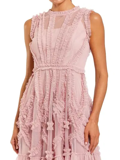 Mac Duggal Women's Mesh Dotted Micro Ruffled Minidress - Rose - Size 12 | Thumbnail 3 Mac Duggal Women's Mesh Dotted Micro Ruffled Minidress - Rose - Size 12 | Thumbnail 3