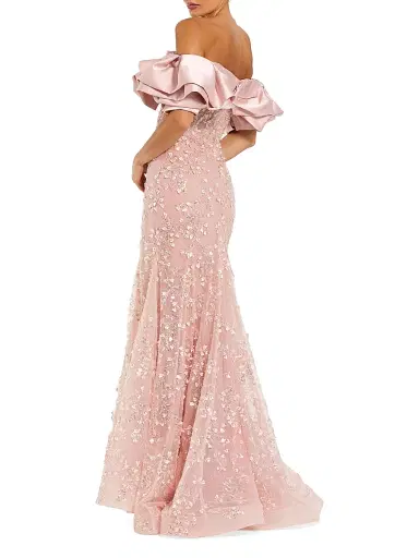 Mac Duggal Women's Evening Beaded Appliqué Off-The-Shoulder Mermaid Gown - Rose - Size 16 | Thumbnail 2 Mac Duggal Women's Evening Beaded Appliqué Off-The-Shoulder Mermaid Gown - Rose - Size 16 | Thumbnail 2