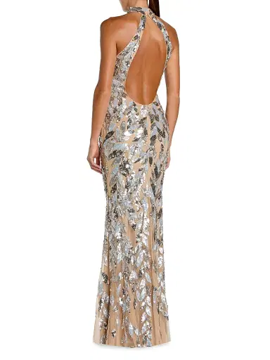 Mac Duggal Women's Hand-Beaded Mesh Mermaid Gown - Silver Beige - Size 12 | Thumbnail 2 Mac Duggal Women's Hand-Beaded Mesh Mermaid Gown - Silver Beige - Size 12 | Thumbnail 2