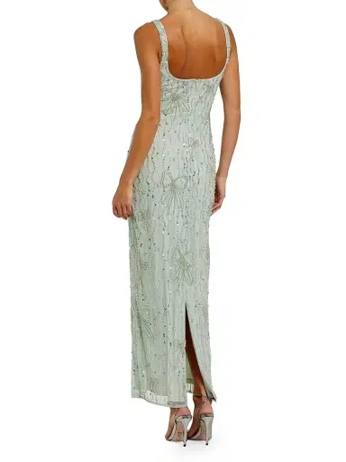 Mac Duggal Women's Cocktail Beaded Mesh Scoopneck Gown - Seafoam - Size 14 | Thumbnail 2 Mac Duggal Women's Cocktail Beaded Mesh Scoopneck Gown - Seafoam - Size 14 | Thumbnail 2