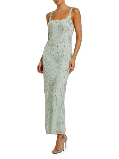 Mac Duggal Women's Cocktail Beaded Mesh Scoopneck Gown - Seafoam - Size 14 | Thumbnail 1 Mac Duggal Women's Cocktail Beaded Mesh Scoopneck Gown - Seafoam - Size 14 | Thumbnail 1