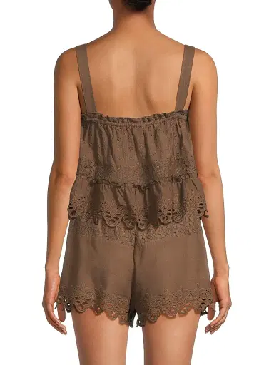 Ramy Brook Women's Amina Embroidered Cotton Top - Beach Brown | Thumbnail 5 Ramy Brook Women's Amina Embroidered Cotton Top - Beach Brown | Thumbnail 5