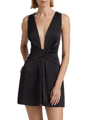 Ramy Brook Women's Cassea Ruched Satin Minidress - Black - Size 8 | Thumbnail 3 Ramy Brook Women's Cassea Ruched Satin Minidress - Black - Size 8 | Thumbnail 3