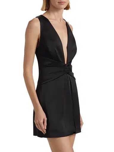 Ramy Brook Women's Cassea Ruched Satin Minidress - Black - Size 8 | Thumbnail 4 Ramy Brook Women's Cassea Ruched Satin Minidress - Black - Size 8 | Thumbnail 4