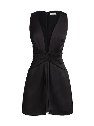 Ramy Brook Women's Cassea Ruched Satin Minidress - Black - Size 8 | Thumbnail 1 Ramy Brook Women's Cassea Ruched Satin Minidress - Black - Size 8 | Thumbnail 1