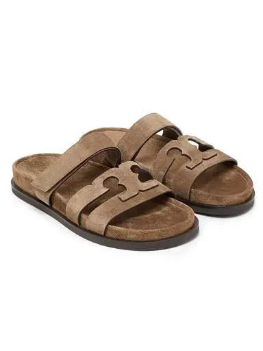 Tory Burch Women's Ines Logo-Detailed Suede Slide Sandals - River Rock - Size 9.5 | Thumbnail 2 Tory Burch Women's Ines Logo-Detailed Suede Slide Sandals - River Rock - Size 9.5 | Thumbnail 2