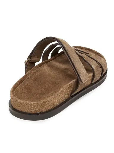 Tory Burch Women's Ines Logo-Detailed Suede Slide Sandals - River Rock - Size 9.5 | Thumbnail 3 Tory Burch Women's Ines Logo-Detailed Suede Slide Sandals - River Rock - Size 9.5 | Thumbnail 3