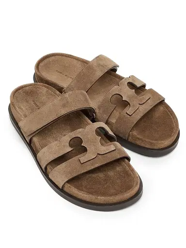 Tory Burch Women's Ines Logo-Detailed Suede Slide Sandals - River Rock - Size 9.5 | Thumbnail 4 Tory Burch Women's Ines Logo-Detailed Suede Slide Sandals - River Rock - Size 9.5 | Thumbnail 4