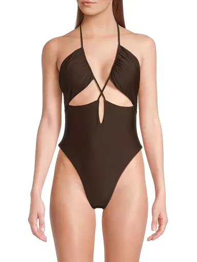 Ramy Brook Women's Nia Halterneck One-Piece Swimsuit - Beach Brown - Size XL | Thumbnail 3 Ramy Brook Women's Nia Halterneck One-Piece Swimsuit - Beach Brown - Size XL | Thumbnail 3