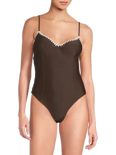 Ramy Brook Women's Addisyn Whipstitch One-Piece Swimsuit - Beach Brown Cream - Size XL | Thumbnail 3 Ramy Brook Women's Addisyn Whipstitch One-Piece Swimsuit - Beach Brown Cream - Size XL | Thumbnail 3
