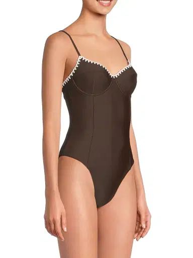 Ramy Brook Women's Addisyn Whipstitch One-Piece Swimsuit - Beach Brown Cream - Size XL | Thumbnail 4 Ramy Brook Women's Addisyn Whipstitch One-Piece Swimsuit - Beach Brown Cream - Size XL | Thumbnail 4