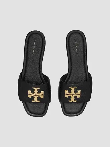 Tory Burch Women's Eleanor Leather Slip-On Sandals - Perfect Black | Thumbnail 3 Tory Burch Women's Eleanor Leather Slip-On Sandals - Perfect Black | Thumbnail 3