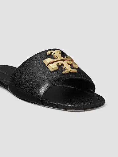 Tory Burch Women's Eleanor Leather Slip-On Sandals - Perfect Black | Thumbnail 4 Tory Burch Women's Eleanor Leather Slip-On Sandals - Perfect Black | Thumbnail 4