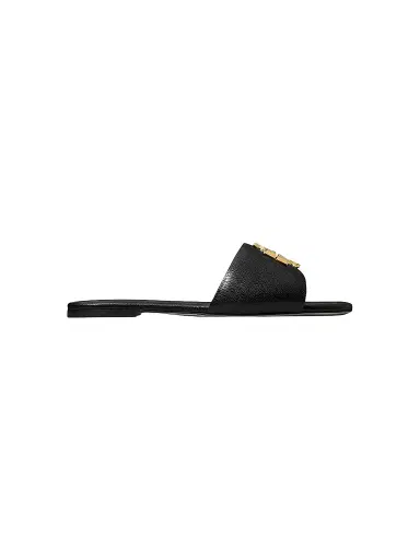Tory Burch Women's Eleanor Leather Slip-On Sandals - Perfect Black | Thumbnail 1 Tory Burch Women's Eleanor Leather Slip-On Sandals - Perfect Black | Thumbnail 1