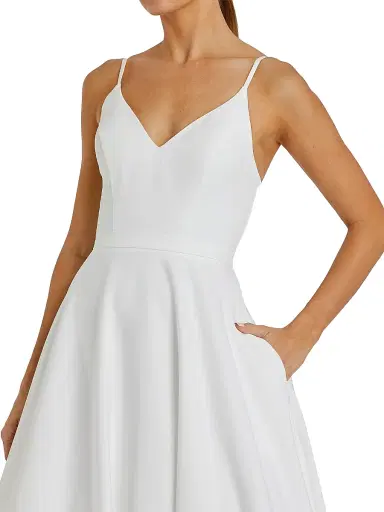Mac Duggal Women's Petite leena 1 Classic A-Line V-Neck Ballgown - White - Size Petite 12 | Thumbnail 3 Mac Duggal Women's Petite leena 1 Classic A-Line V-Neck Ballgown - White - Size Petite 12 | Thumbnail 3