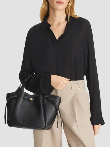Tory Burch Women's Small Leather Tote Bag - Black | Thumbnail 2 Tory Burch Women's Small Leather Tote Bag - Black | Thumbnail 2