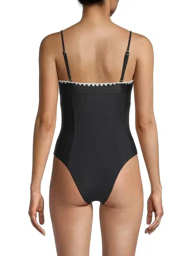 Ramy Brook Women's Addisyn Whipstitch One-Piece Swimsuit - Black White Crochet Trim - Size XL | Thumbnail 5 Ramy Brook Women's Addisyn Whipstitch One-Piece Swimsuit - Black White Crochet Trim - Size XL | Thumbnail 5