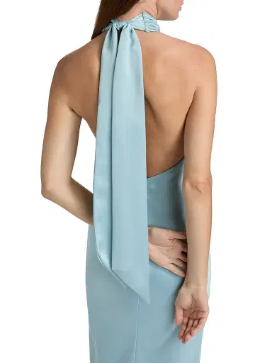 Ramy Brook Women's Tatiana High-Neck Satin Gown - Moonstone Blue | Thumbnail 6 Ramy Brook Women's Tatiana High-Neck Satin Gown - Moonstone Blue | Thumbnail 6