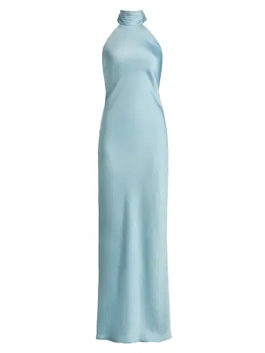 Ramy Brook Women's Tatiana High-Neck Satin Gown - Moonstone Blue | Thumbnail 1 Ramy Brook Women's Tatiana High-Neck Satin Gown - Moonstone Blue | Thumbnail 1