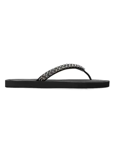 Tory Burch Women's Kira Chain Leather Flip-Flops - Perfect Black - Size 5 | Thumbnail 1 Tory Burch Women's Kira Chain Leather Flip-Flops - Perfect Black - Size 5 | Thumbnail 1