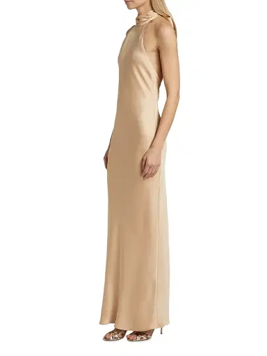Ramy Brook Women's Tatiana High-Neck Satin Gown - Light Champange | Thumbnail 4 Ramy Brook Women's Tatiana High-Neck Satin Gown - Light Champange | Thumbnail 4
