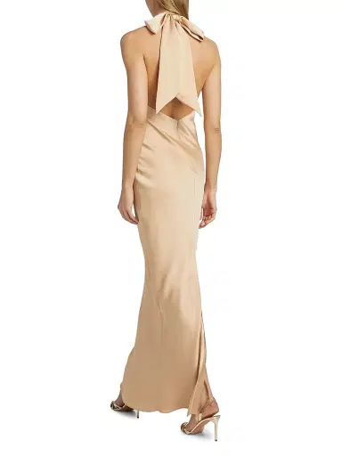 Ramy Brook Women's Tatiana High-Neck Satin Gown - Light Champange | Thumbnail 5 Ramy Brook Women's Tatiana High-Neck Satin Gown - Light Champange | Thumbnail 5